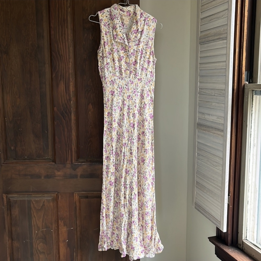 Vintage 90s Floral Summer Maxi Dress  Cottagecore Fairycore Romantic Size Xs
